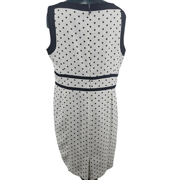 Black Label by Evan Picone Black & White Polka Dot Sleeveless Midi Dress 16 3607 - Picture 2 of 7